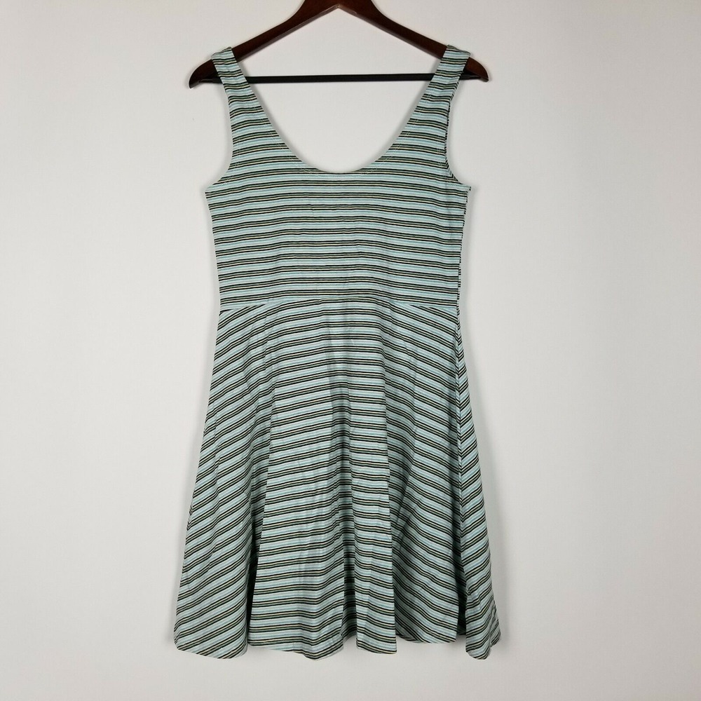 Angie Women's‎ Dress Size M Blue & Black Striped Stretchy Sleeveless Career New